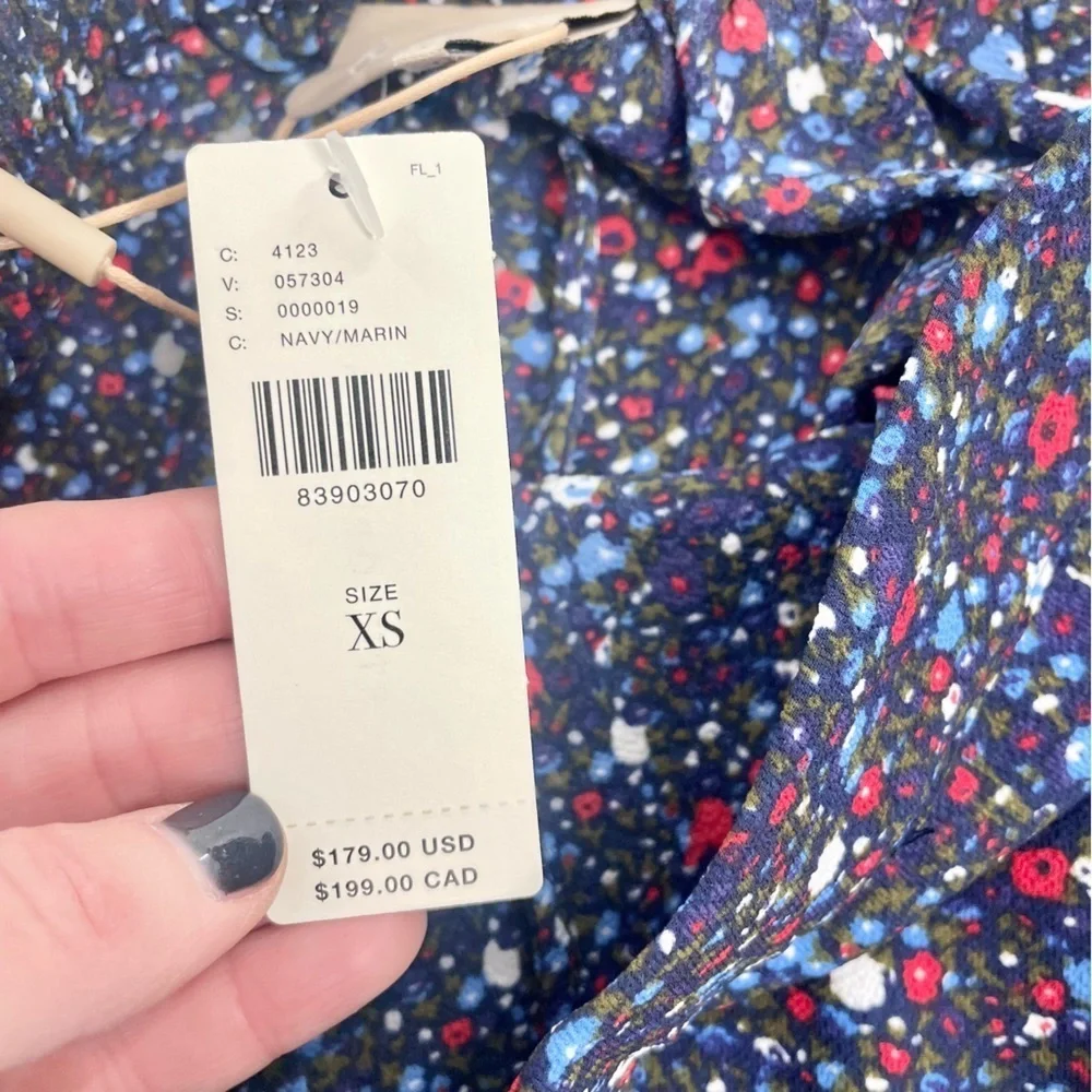 NWT Anthropologie x Stella Nova Olive Pants in Navy Ditzy Blue Floral Print XS - Picture 9 of 14